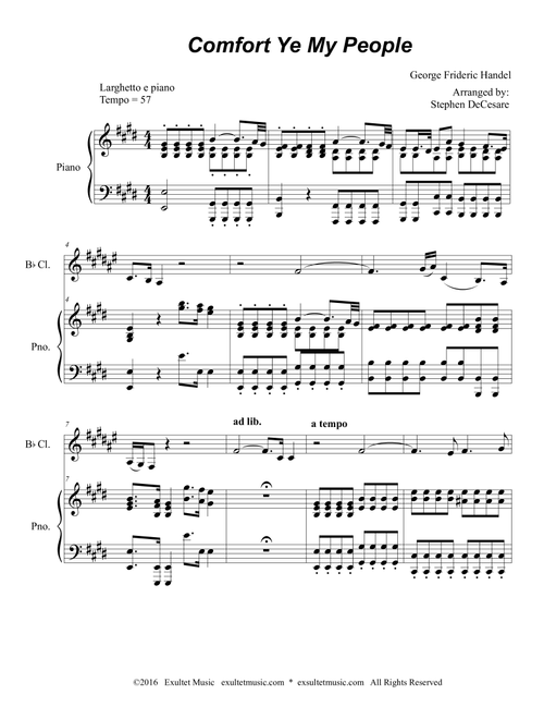 Comfort Ye My People (Bb-Clarinet and Piano) (Arr. Stephen DeCesare) (Clarinet and Piano)
