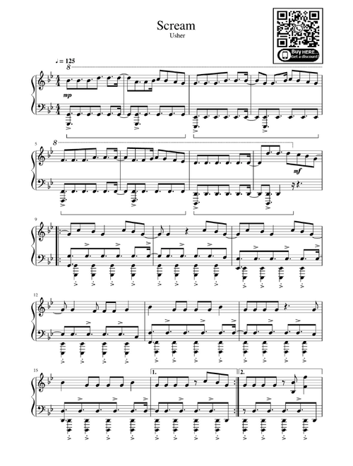 Scream (Arr. eduardo) - Usher (Easy Piano)