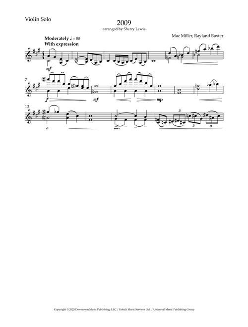 2009 (Arr. Sherry Lewis) - Mac Miller (Violin Solo)