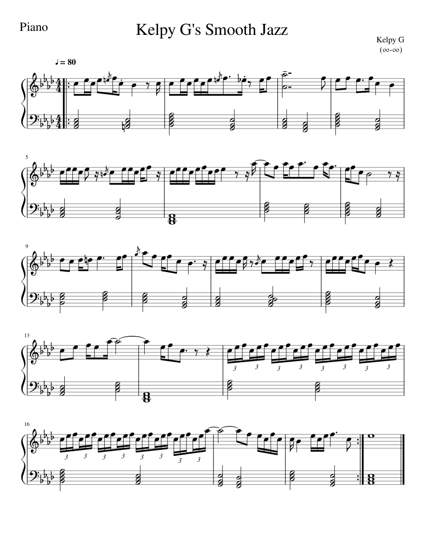 Kelpy G s Smooth Jazz Sheet music for Piano Solo Easy Musescore