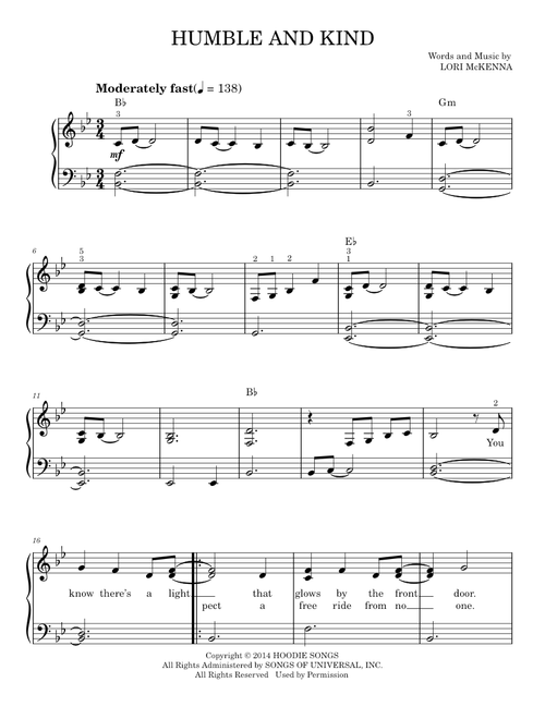 Humble And Kind - Tim McGraw (Easy Piano)