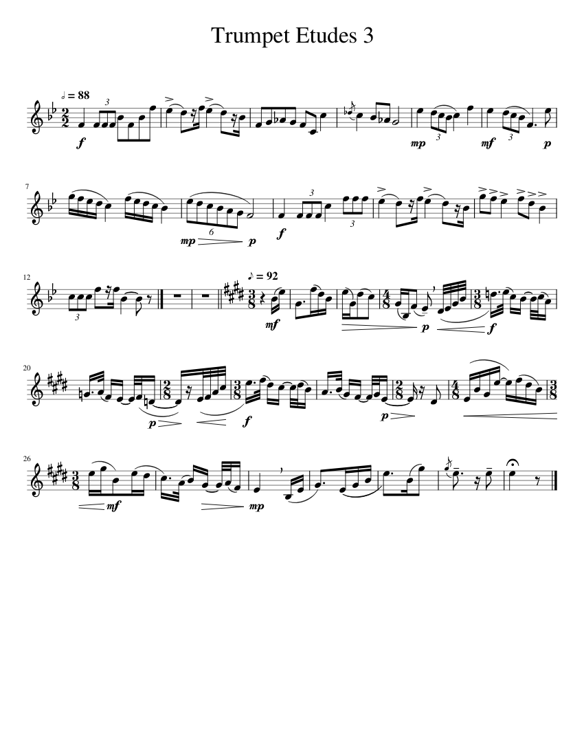 Trumpet Etudes 3 Sheet Music for Trumpet in b-flat (Solo) | MuseScore.com