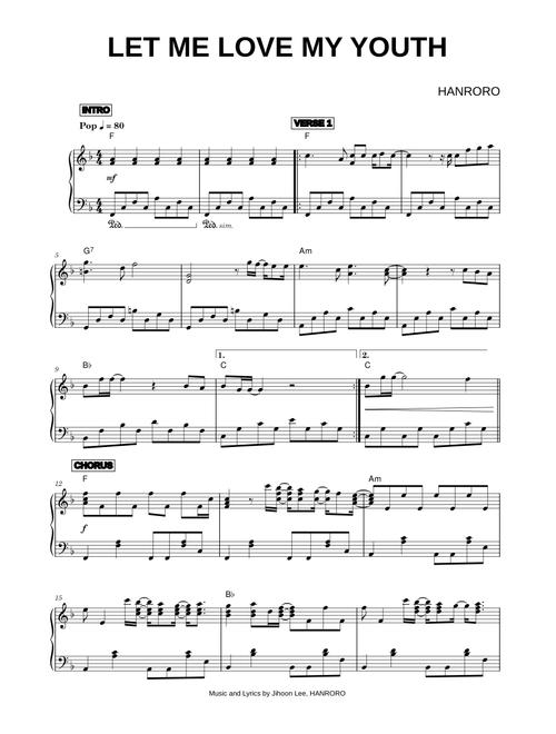 Let Me Love My Youth - HANRORO (Piano)