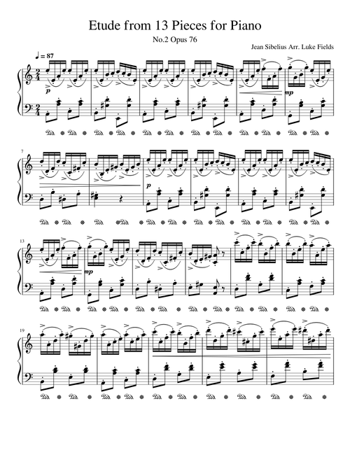 Etude in A Minor from 13 Pieces for Piano op. 76 No.2