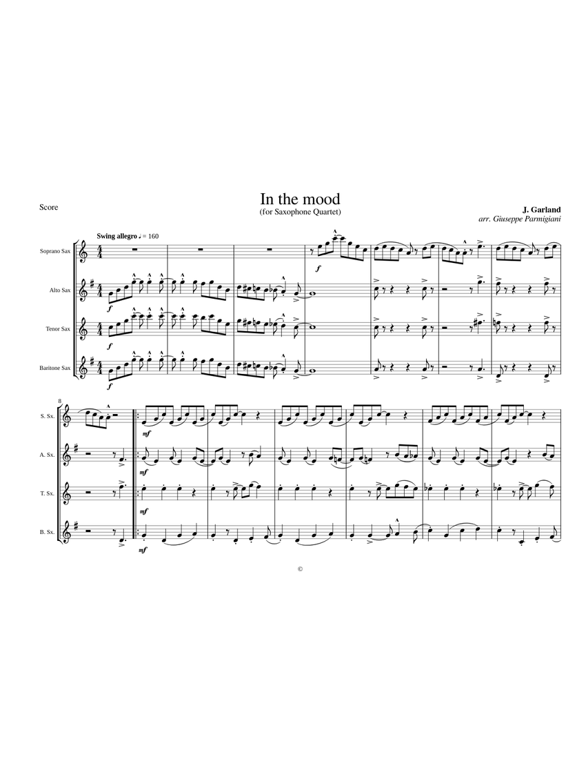 In the mood tenor sax sheet music deals