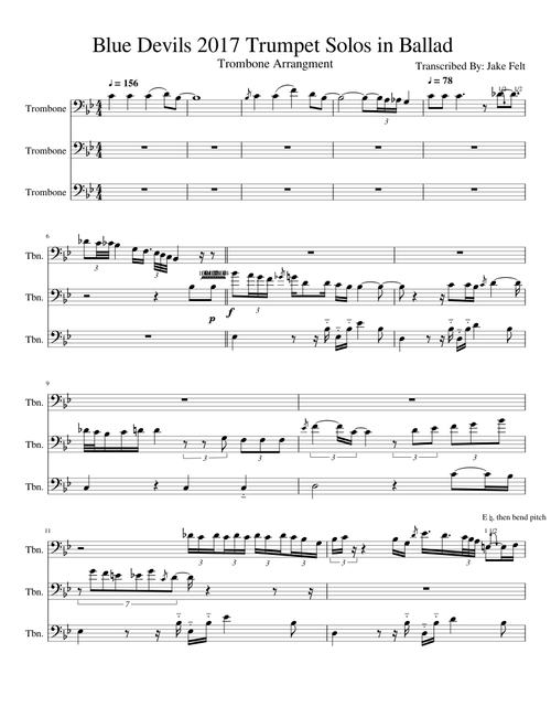 Blue Devils 2017 Trumpet Solo Trombone Arrangment