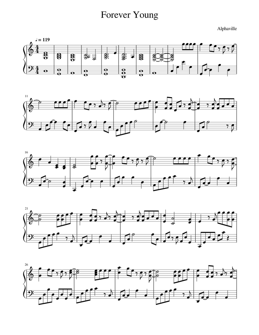 Forever Young Sheet music for Piano (Solo)
