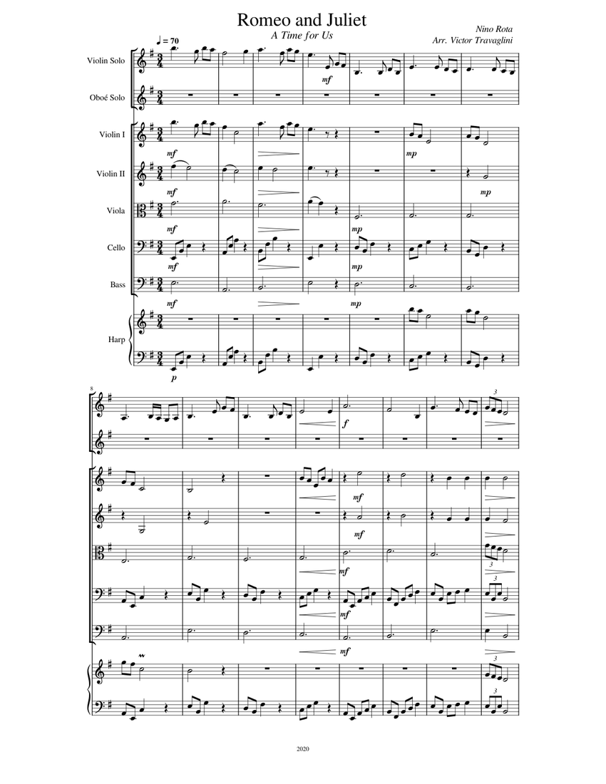 吹奏楽楽譜 ROMEO AND JULIET Love theme Romeo and Juliet Sheet Music for Violin (String