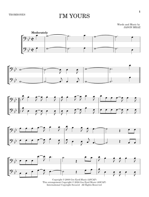 I'm Yours - Jason Mraz (Trombone Duet)