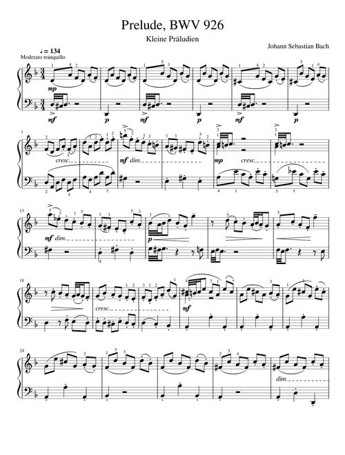 J. S. Bach: Little Prelude in D minor BWV 926