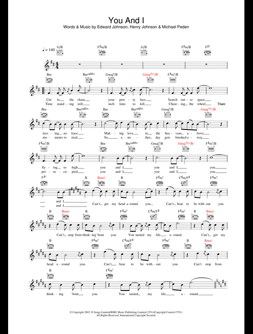 You And I - Will Young (Lead Sheet - Fake Book)