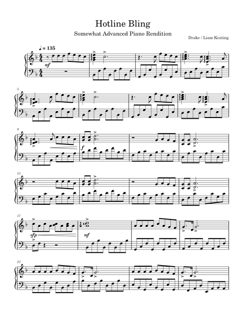 Hotline Bling(Solo Piano)-Drake