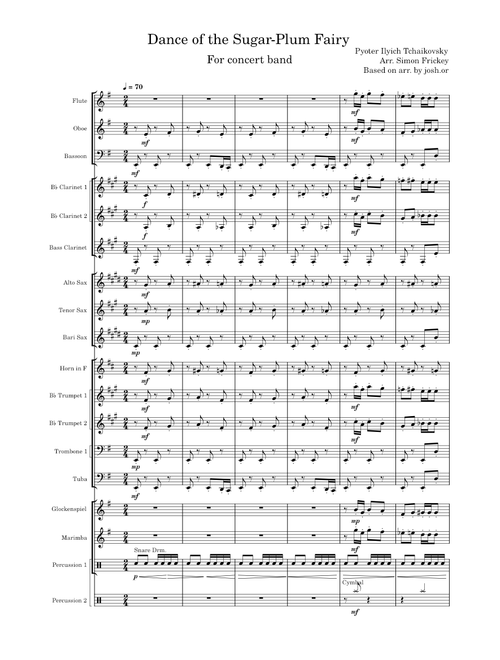 Dance of the Sugar Plum Fairy – Pyotr Ilyich Tchaikovsky , For concert band