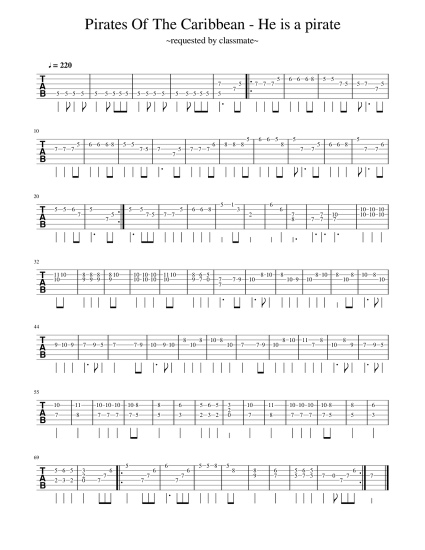 【吹奏楽譜】PIRATES OF THE CARIBBEAN Pirates Of The Caribbean: Guitar Sheet Music