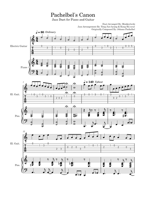 Pachelbel's Canon - Jazz Duet for Piano and Guitar