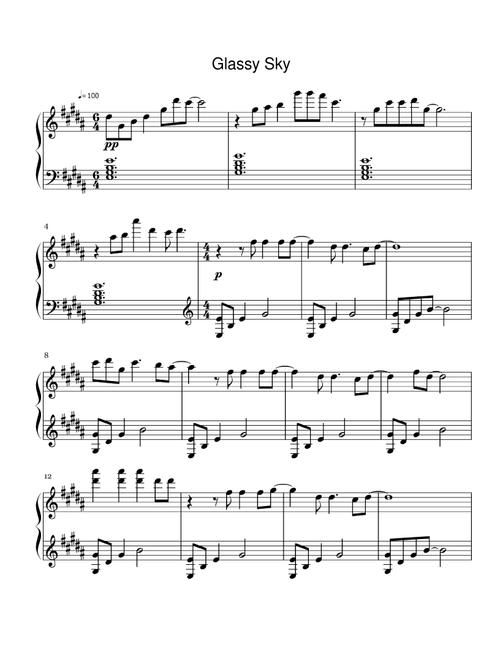 Glassy Sky (Arr. Yutaka Yamada) - Risa Gomamoto, Norio Aono (Piano Solo)