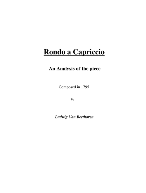 Rondo a Capriccio Harmonic Analysis