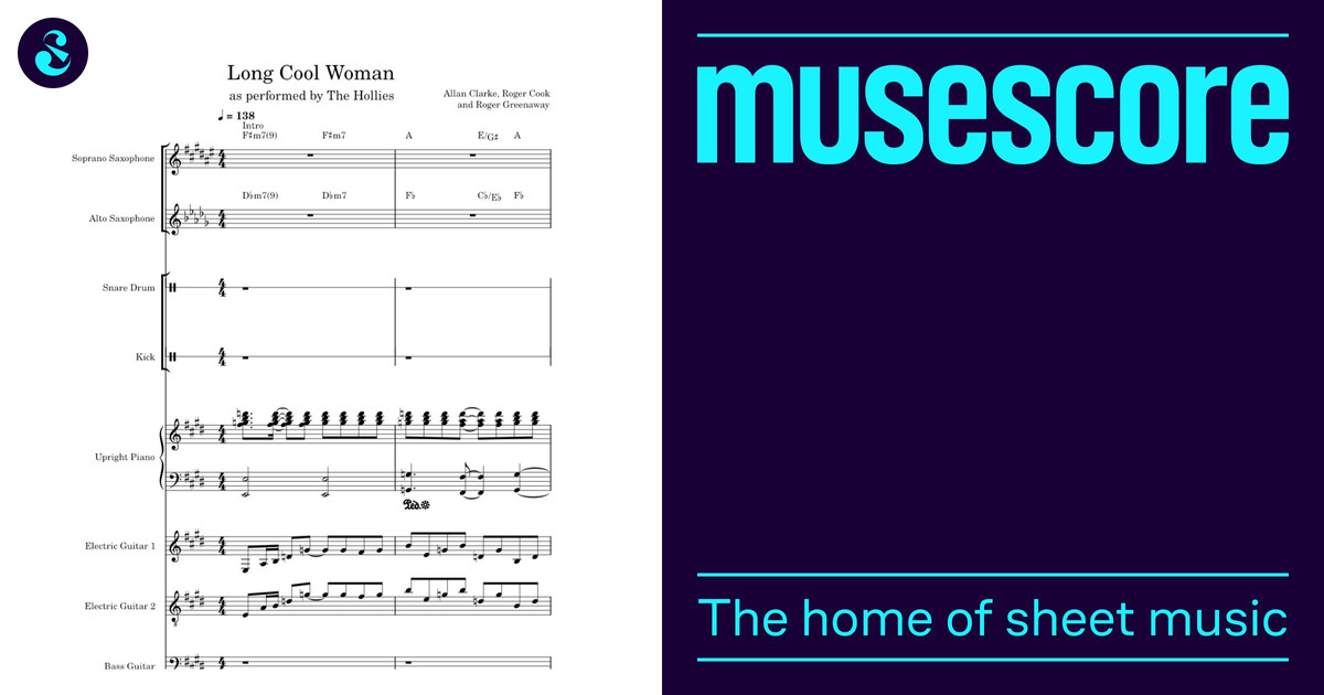 Long Cool Woman Sheet Music with Chords for Piano, Saxophone alto