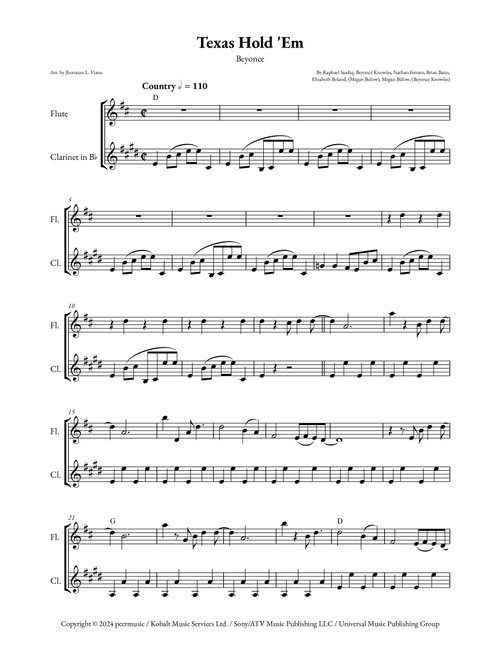 Texas Hold 'em (Arr. Jhonatan Lucio Viana) - Beyoncé (Instrumental Duet)