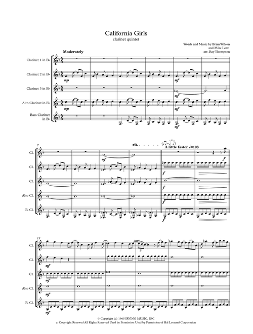 California Girls (Arr. Ray Thompson) - The Beach Boys (Woodwind Ensemble)
