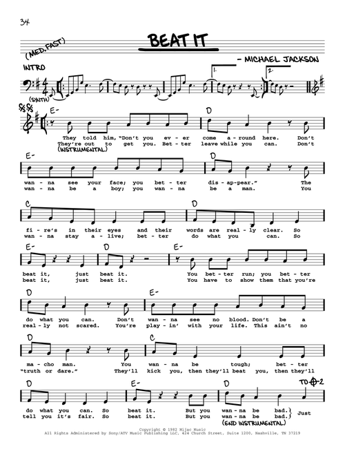Beat It - Michael Jackson (Real Book - Melody-Chords-Lyrics)