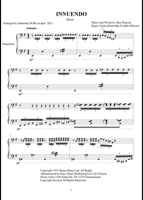 Free Innuendo by Queen sheet music | Download PDF or print on