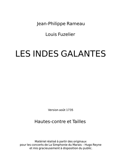 Les Indes galantes, RCT 44 - Jean-Philippe Rameau