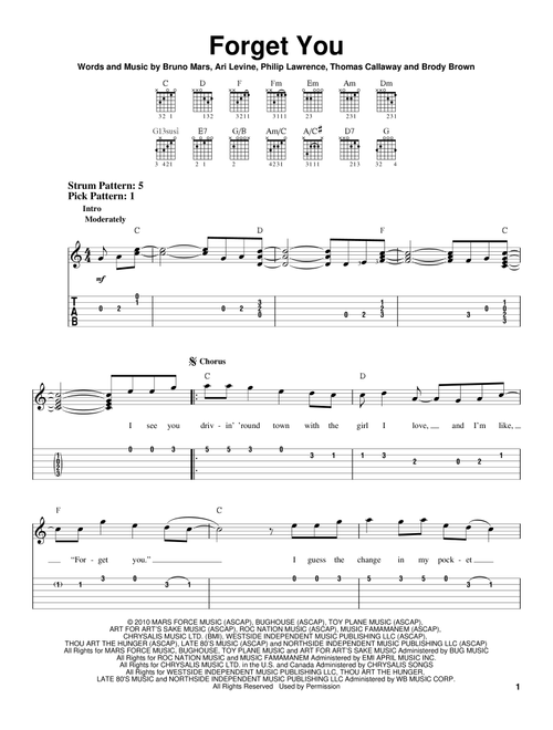 F**k You (Forget You) - Cee Lo Green (Easy Guitar with TAB)