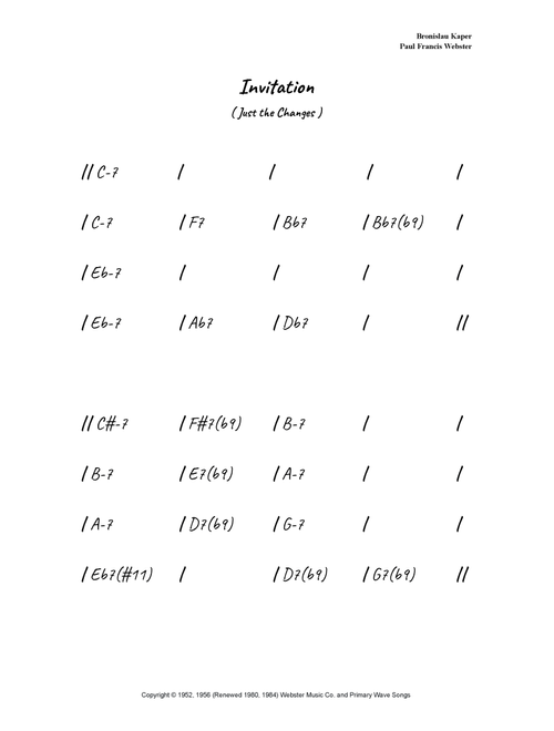 Invitation (Arr. Bronson Ferdinand Wright) - Jaco Pastorius (Lead Sheet - Fake Book)