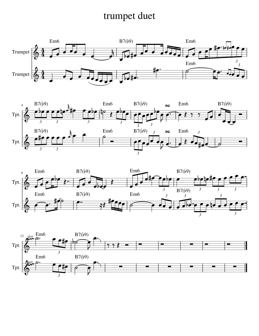 Trumpet Duet Sheet music for Trumpet other (Brass Duet) | Musescore.com