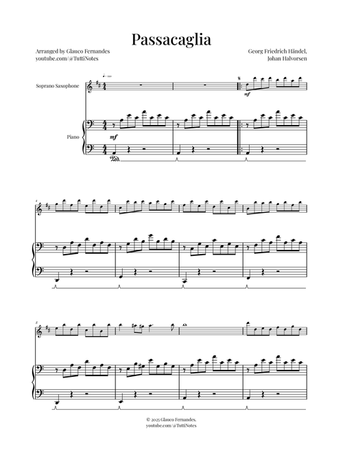 Passacaglia by Handel/Halvorsen (Arr. Glauco Fernandes) - Georg Friedrich Händel, Johan Halvorsen (Soprano Sax and Piano)