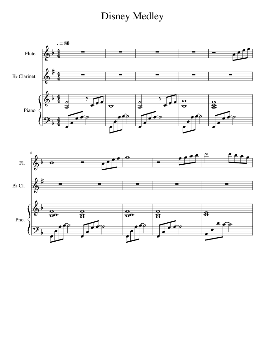 disney-medley-sheet-music-for-piano-flute-clarinet-in-b-flat-mixed-trio-musescore-com for Disney Flute Sheet Music Free Printable Disney Medley Sheet Music for Piano, Flute, Clarinet in b-flat (Mixed Trio) | MuseScore.com for Disney Flute Sheet Music Free Printable