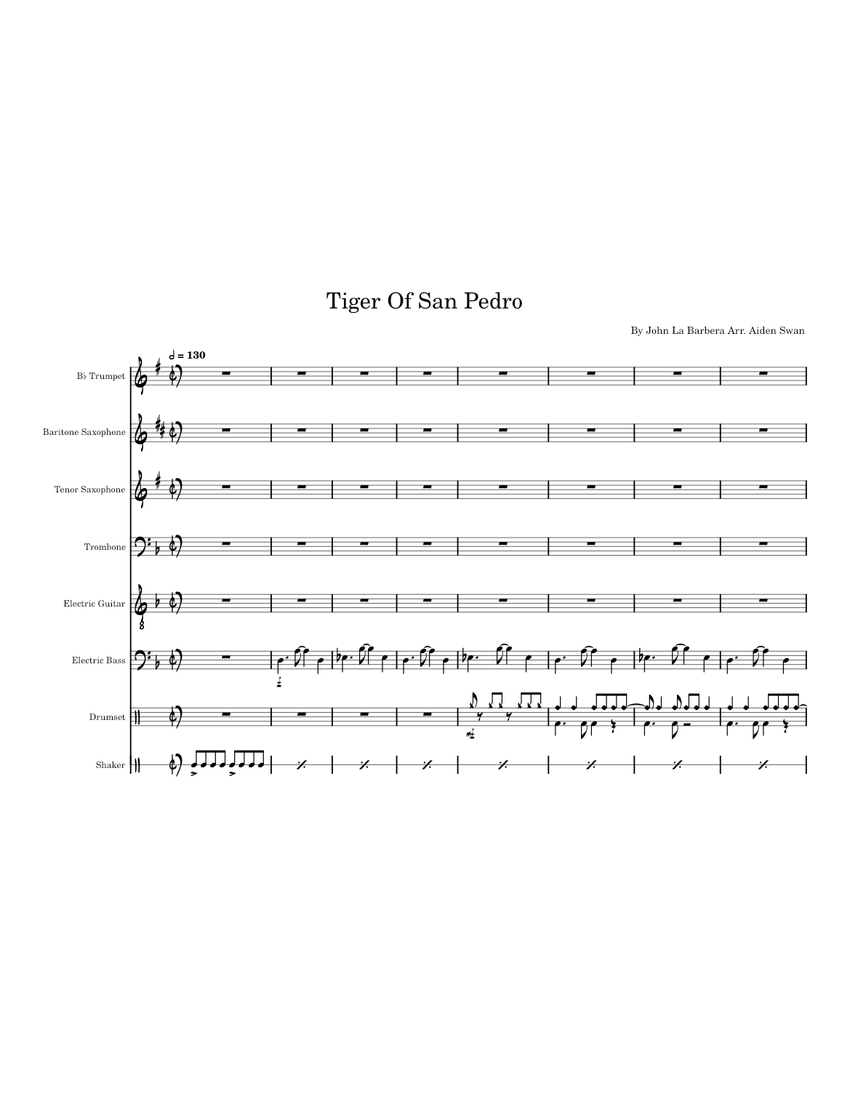 Tiger Of San Pedro – John La Barbera Sheet Music with Chords for