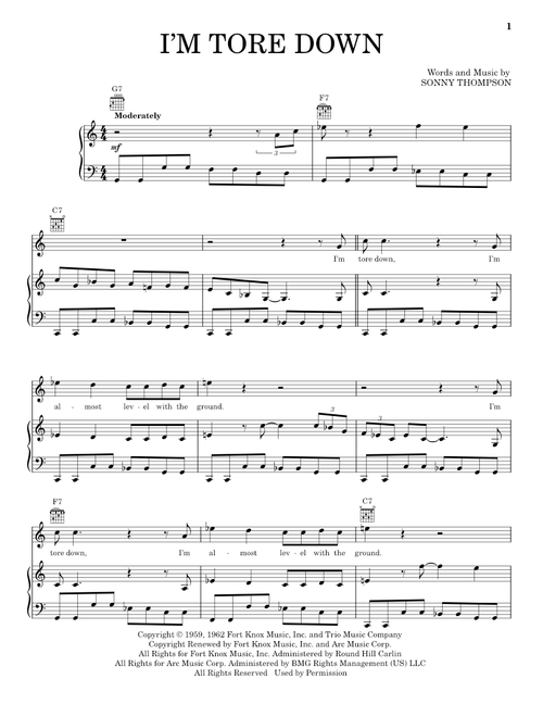 I'm Tore Down - Eric Clapton, Freddie King (Piano-Vocal-Guitar)