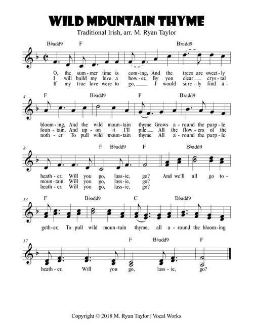 Wild Mountain Thyme : Duet with Easy Ukulele Chords (Arr. M. Ryan Taylor) - Traditional (Small Ensemble)