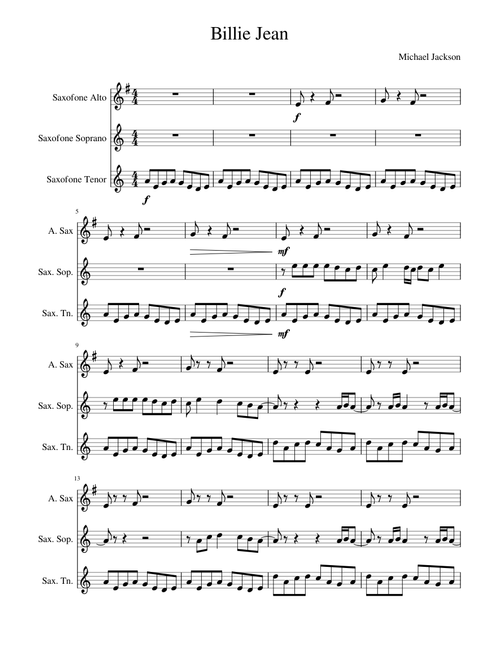 Billie Jean Grade Sax