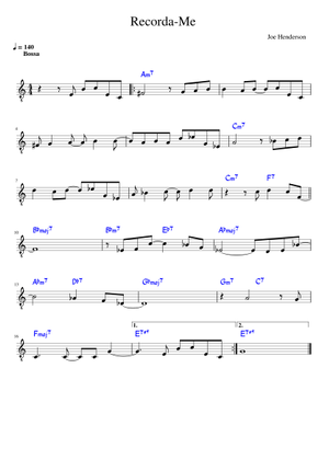 Play Official version of Recorda me Sheet Music by Joe Henderson for ...