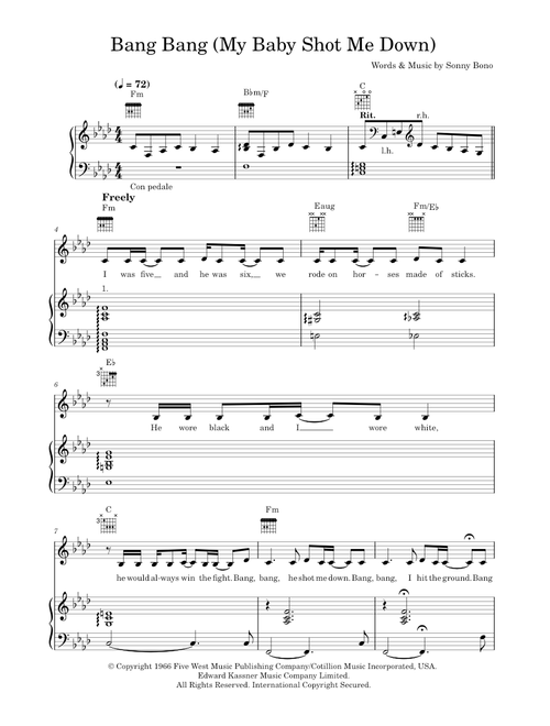 Bang bang - Nancy Sinatra (Piano-Vocal-Guitar (Piano Accompaniment))