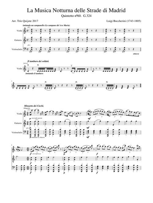 La musica Notturna delle Strade di Madrid Boccherini arr tr o c guit