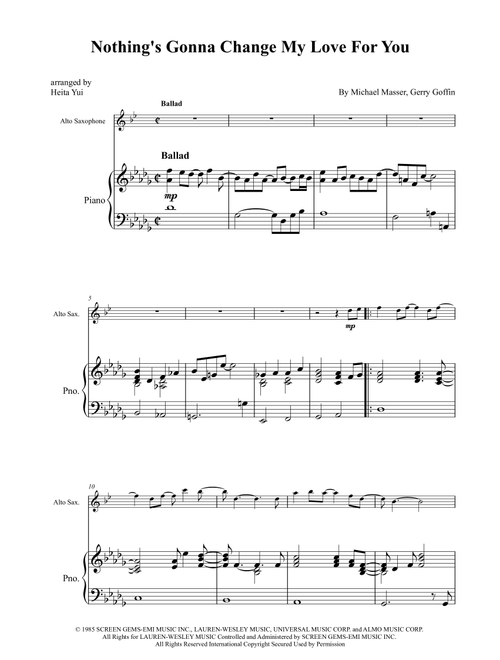 Nothing's Gonna Change My Love For You (Arr. Heita Yui) - Glenn Medeiros (Alto Sax and Piano)
