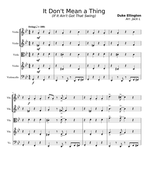 It Don't Mean a Thing (If It Ain't Got That Swing) (String Quartet) – Duke Ellington