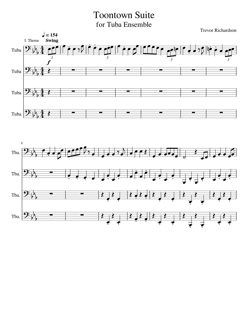 Toontown Suite for Tuba Sheet Music for Tuba (Brass Quartet Toontown Suite for Tuba Sheet Music for Tuba (Brass Quartet