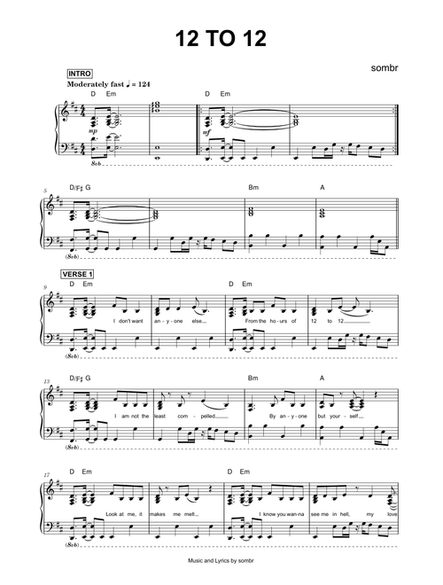 12 to 12 - sombr (Piano)