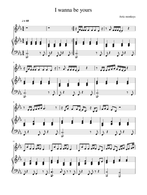 I Wanna Be Yours - Arctic Monkeys sheet music arranged by Juliette.chs
