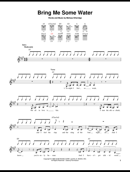 Bring Me Some Water - Melissa Etheridge (Easy Guitar)
