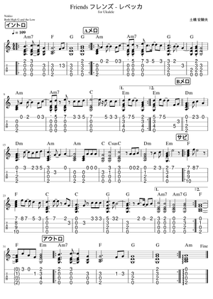 フレンズ - レベッカ Sheet Music for Bass guitar, Drum group