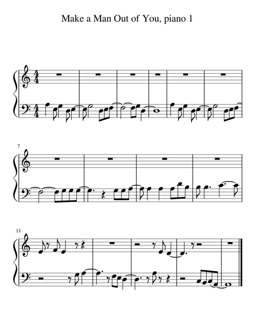 Make a Man Out of You, piano 1