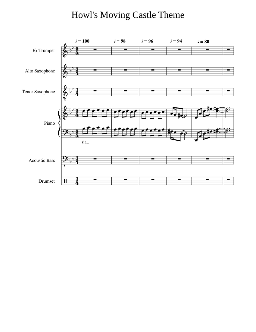 Howl's moving castle alto sax outlet