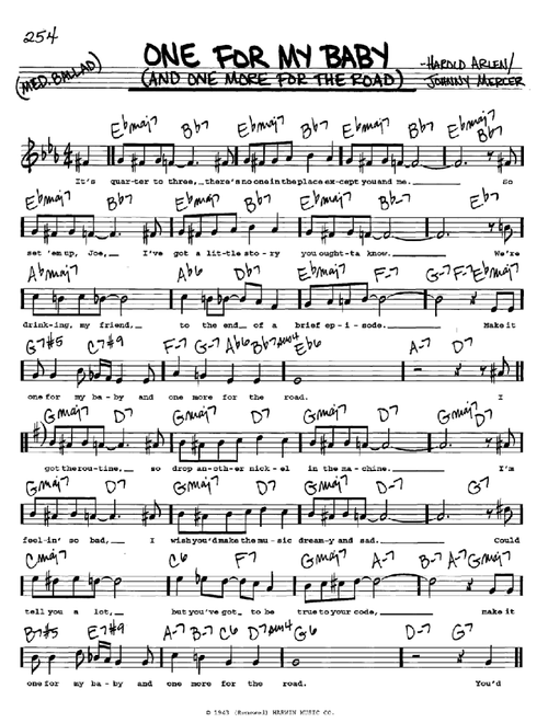 One For My Baby (And One More For The Road) - Frank Sinatra (Real Book - Melody-Chords-Lyrics)