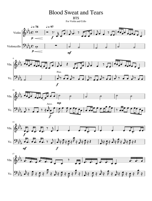 Blood Sweat and Tears for Violin and Cello 1